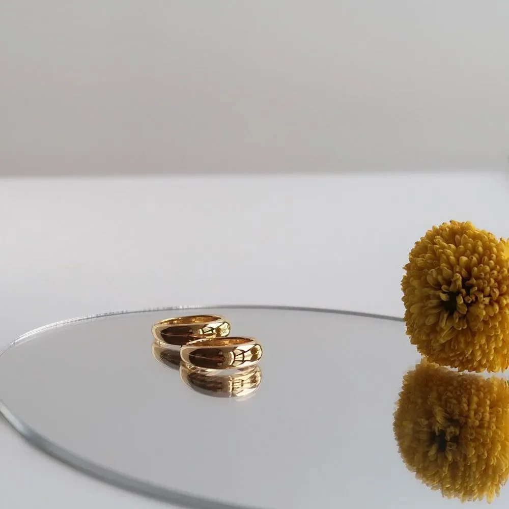 18K Thick Gold Plated Minimalistic Narrow Dome Ring